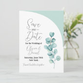 Save The Date Sauver la date Feuilles de mariage Eucalyptus Prin (Debout devant)