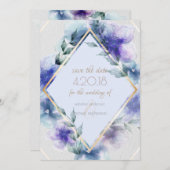 Save The Date Sauver la Date | Fleurs de peinture à l'eau transl (Devant / Derrière)