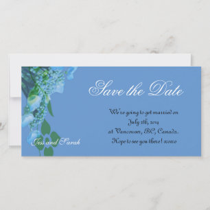 Save The Date sauver la date, fleurs d'hortensia bleus