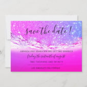 Save The Date Sauver la date Fuchsia Rose Cristaux Océan Ombré (Devant)
