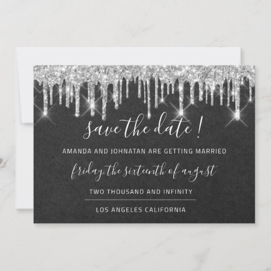 Save The Date Sauver la date Kraft argent gris goutte Graphite (Devant)
