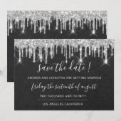 Save The Date Sauver la date Kraft argent gris goutte Graphite (Devant / Derrière)