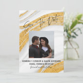 Save The Date Sauver La Date |Marbre Blanc, Gris et Or (Debout devant)