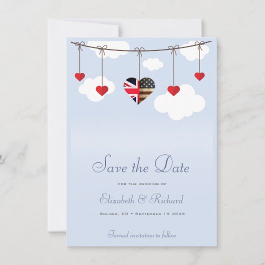 Save The Date Sauver la date mariage américano-britannique (Devant)