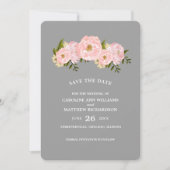 Save The Date Sauver la Date. Mariage aux Pivoines Roses Foncées (Devant)