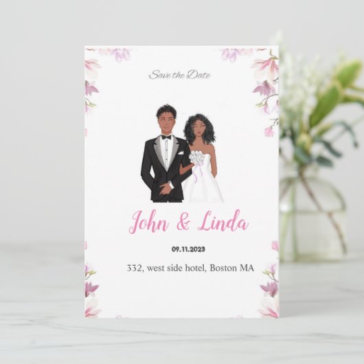 Save The Date Sauver la date, mariage, couple noir,  (Debout devant)