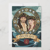 Save The Date Sauver la date mariage de pirate cool (Devant)