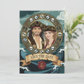 Save The Date Sauver la date mariage de pirate cool (Debout devant)