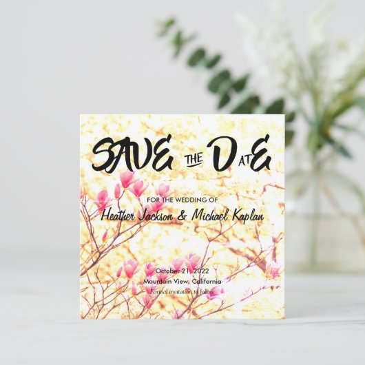 Save The Date Sauver la Date Mariage Professionnel Fleurs Classi (Debout devant)