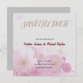 Save The Date Sauver la date Mariage Professionnel Fleurs Classi (Devant / Derrière)
