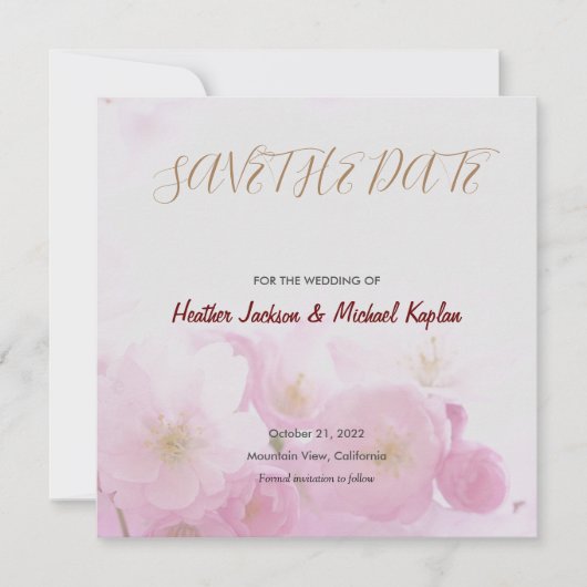Save The Date Sauver la date Mariage Professionnel Fleurs Classi (Devant)
