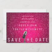 Save The Date Sauver la date Microfone rose poudré brillant (Dos)