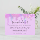 Save The Date Sauver La Date Rose Holographique Gouttes Violet (Debout devant)