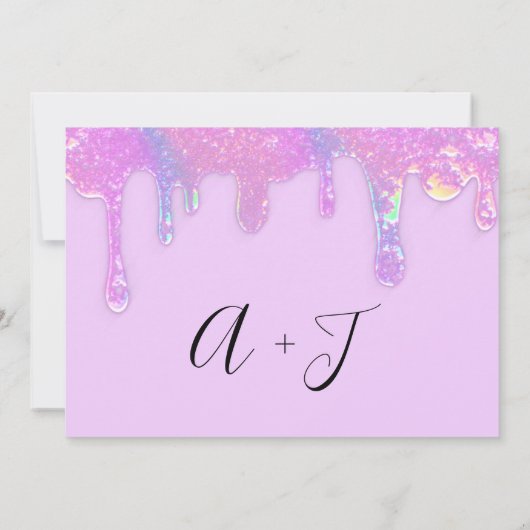 Save The Date Sauver La Date Rose Holographique Gouttes Violet (Dos)