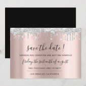 Save The Date Sauver la date Rose noire Argent Gris (Devant / Derrière)