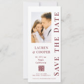 Save The Date Sauver la date Rosewood Rouge Code QR Mariage Mode (Devant)
