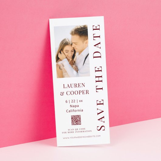 Save The Date Sauver la date Rosewood Rouge Code QR Mariage Mode