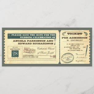 Save The Date sauvez la conception vintage de billets de date