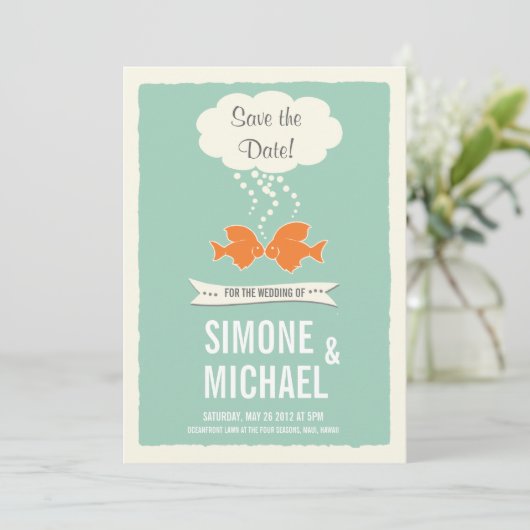 Save The Date Sauvez la date avec baiser Fish (Debout devant)