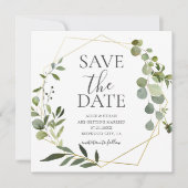 Save The Date Sauvez La Date Boho Green Eucalyptus Feuilles (Devant)