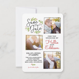 Save The Date Sauvez la date de Noël Mariage Wreath Berries 