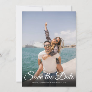 Save The Date Sauvez la date Écriture élégante Simple Photo