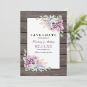 Save The Date Sauvez la date Jardin rustique Succulent Floral (Debout devant)
