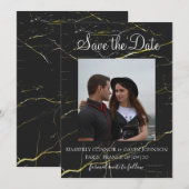 Save The Date Sauvez la date | Marbre noir et or (Devant / Derrière)