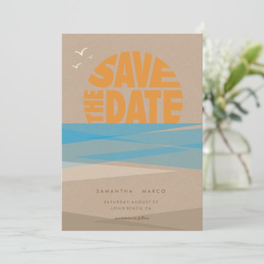 Save The Date Sauvez la date, mariage sur la plage (Debout devant)
