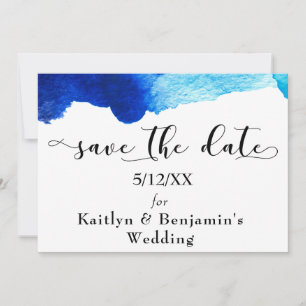 Save The Date "Sauvez la Date" Typographie noire & Aquarelle ble