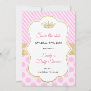 Save The Date Sauvez la princesse Glitter Pink Gold de date