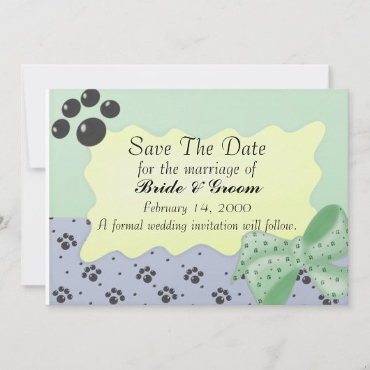 Save The Date Sauvez l'invitation de la journée chien paw (Devant)