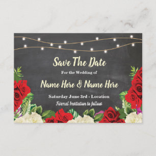 Save The Date Sauvez l'invitation rustique de lumières de roses