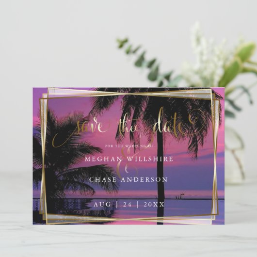 Save The Date "Save the date" pour mariage |Exotic Tropical Nigh (Debout devant)