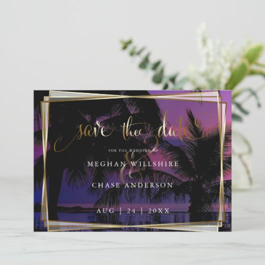 Save The Date "Save the date" pour mariage |Exotic Tropical Nigh (Debout devant)