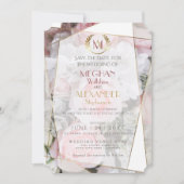 Save The Date "Save the date" pour mariage | Rose géométrique mo (Devant)