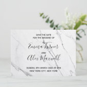 Save The Date "Save the date" pour mariage | Script Marbre blanc (Debout devant)