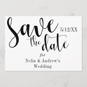 Save The Date "Save the Date" Typographie noire Police moderne