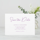 Save The Date Scénario de mariage moderne lavande (Debout devant)
