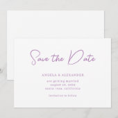 Save The Date Scénario de mariage moderne lavande (Devant / Derrière)