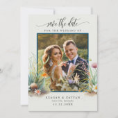 Save The Date Scène de plage à l'aquarelle florale Photo Enregis (Devant)