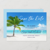 Save The Date Scène de plage avec mariage de palmiers Enregistre (Devant / Derrière)