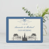 Save The Date Scènes de la Nouvelle-Orléans Bleue et Argent Enre (Debout devant)