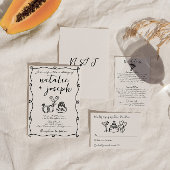 Save The Date Scribble à main Retro Quirky Unique Mariage
