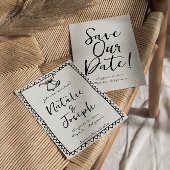 Save The Date Scribble à main Retro Quirky Unique Mariage