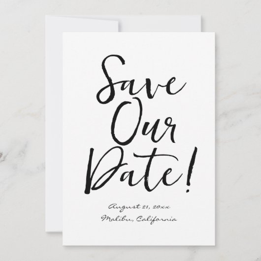 Save The Date Scribble à main Retro Quirky Unique Mariage (Devant)
