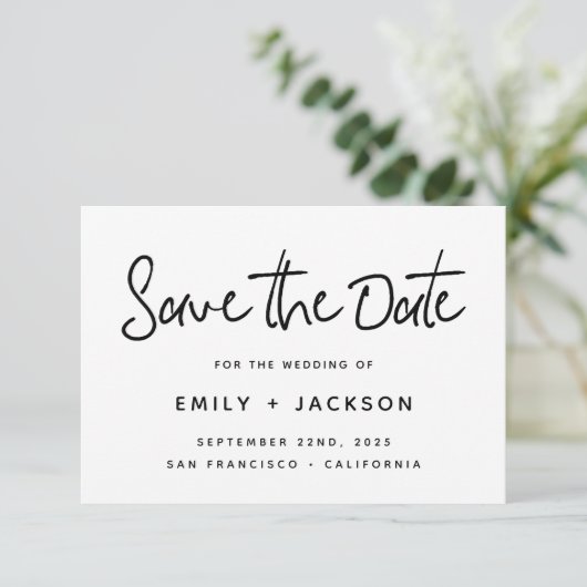 Save The Date Script à main moderne simple Enregistrer la date (Debout devant)