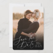 Save The Date Script balayé par vent | Photo verticale (Devant)