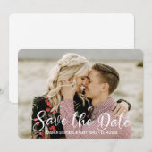 Save The Date Script blanc et noir lettres main (Devant / Derrière)