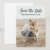Save The Date Script blanc et noir lettres main (Devant / Derrière)